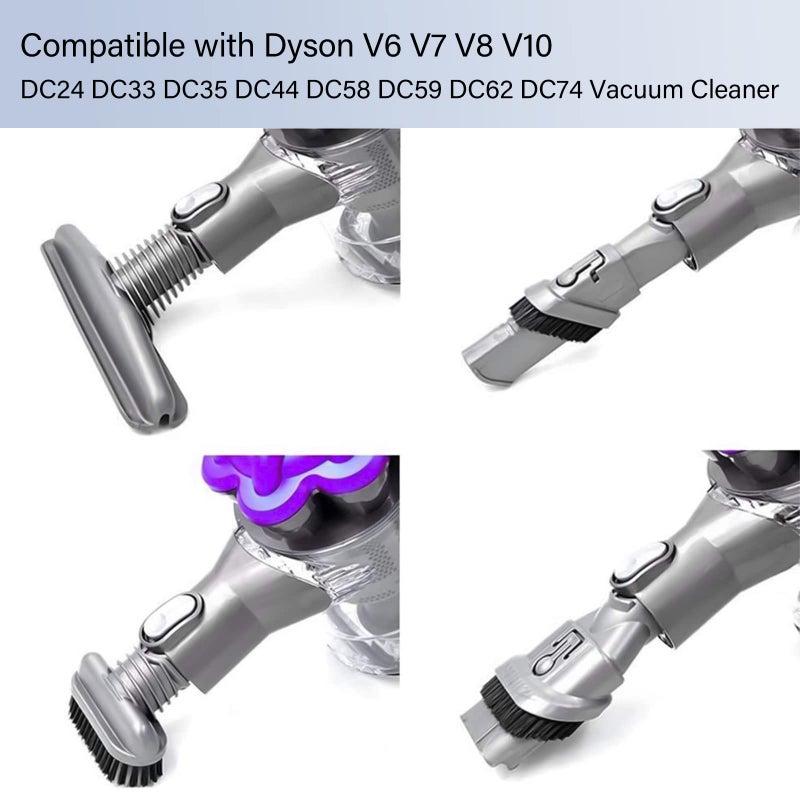 Garbage fighter Replacement Attachments Tools Brush Kit for Dyson V6 V7 V8 V10 DC24 DC33 DC35 DC44 DC58 DC59 DC62 DC74 Dyson Cordless Vacuum Cleaner Accessories Kit (4 PACK) - Image 3